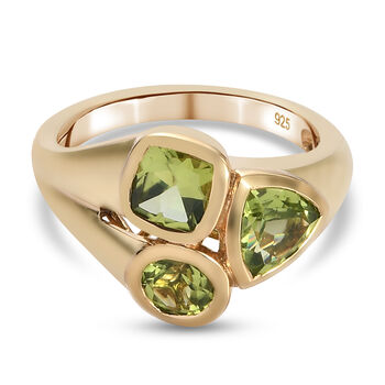 Nat&uuml;rlicher Peridot Ring 925 Silber vergoldet (Gr&ouml;&szlig;e 16.00) ca. 1,70 ct