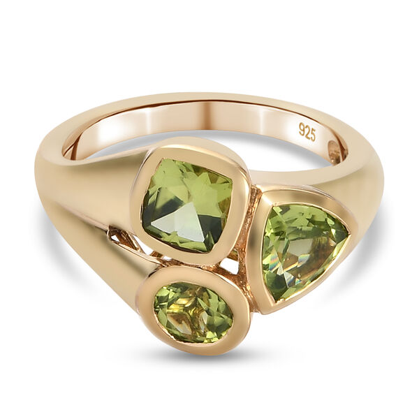 Peridot Ring 925 Silber 585 Vergoldet image number 0