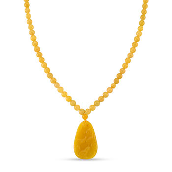 D'Joy Honig Jade Halskette, Flexibles, 925 Silber Vergoldet (10-15 Werktage Lieferzeit) ca. 350.00 ct