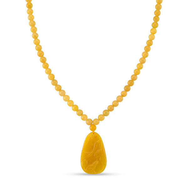 D'Joy Honig Jade Halskette, Flexibles, 925 Silber Vergoldet (10-15 Werktage Lieferzeit) ca. 350.00 ct