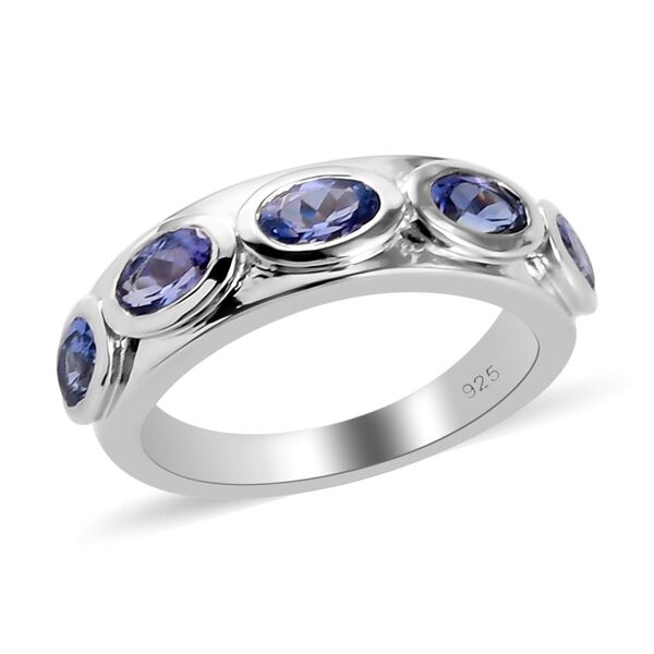 AA Tansanit 5 Stein Ring 925 Silber Platin-&Uuml;berzug image number 7