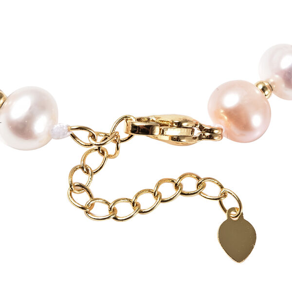 Mehrfarbiges S&uuml;&szlig;wasserzuchtperlen-Armband mit Sternen-Charm, ca. 19 cm lang, Messing image number 5