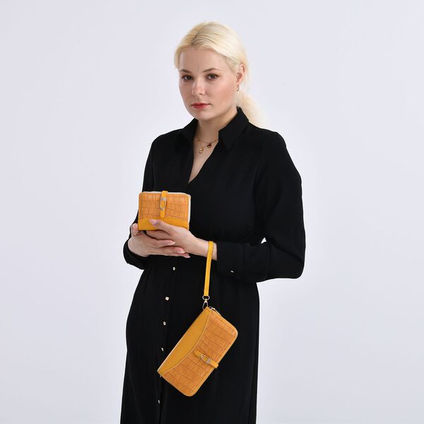 Life style Color:yellow /Profile: wallet  wall(exterior):PU   Lining(interior): polyester;  wallet Pockets(exterior):Pockets(interior):currency divider-2;card slot-7 long wallet  Measurement:7.87*3.94*1.18inch            short wallet  Measurement:4.72*3. image number 1
