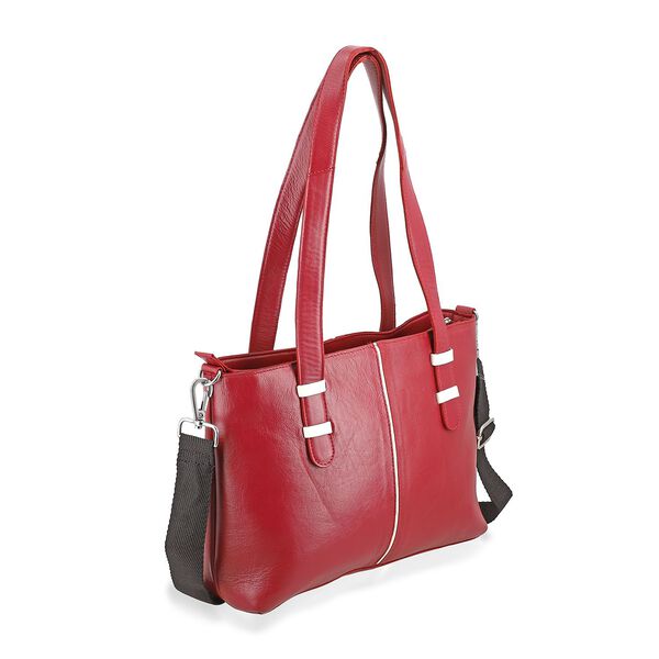 Elegante Echtleder Umh&auml;ngetasche mit Krokopr&auml;gung, 33 x 10 x 27 cm, Burgunder image number 7