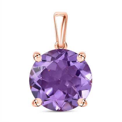 D joy AA Rose De France Amethyst, Wei&szlig;er Zirkon Anh&auml;nger 925 Silber 750 ros&eacute;vergoldet ca. 5.92 ct