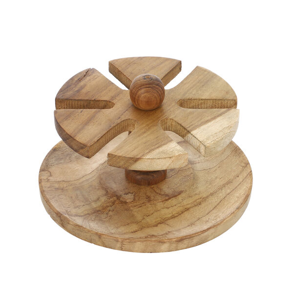 Untersetzer mit handgeschnitztem St&auml;nder aus Teakholz, Braun image number 2