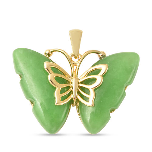 Grüner Jadeanhänger, 925 Silber Gelbgold vergoldet ca. 14.50 ct image number 0