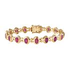 Afrikanischer Rubin (Fissure gefüllt), Weißer Zirkon Armband ca. 20 cm 925 Silber Gelbgold Vermeil ca. 12,10 ct.