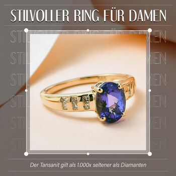 AA Tansanit und Diamant Ring in 585 Gelbgold - 2,07 ct.