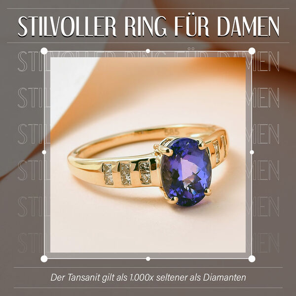 AA Tansanit und Diamant Ring in 585 Gelbgold - 2,07 ct. image number 2