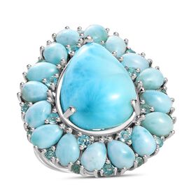 D’joy AA Larimar Ring 925 Silber rhodiniert (Größe 21.00) ca. 21,89 ct
