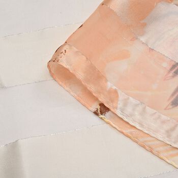 LA MAREY 100% Maulbeerseiden Schal, Apricot und wei&szlig;