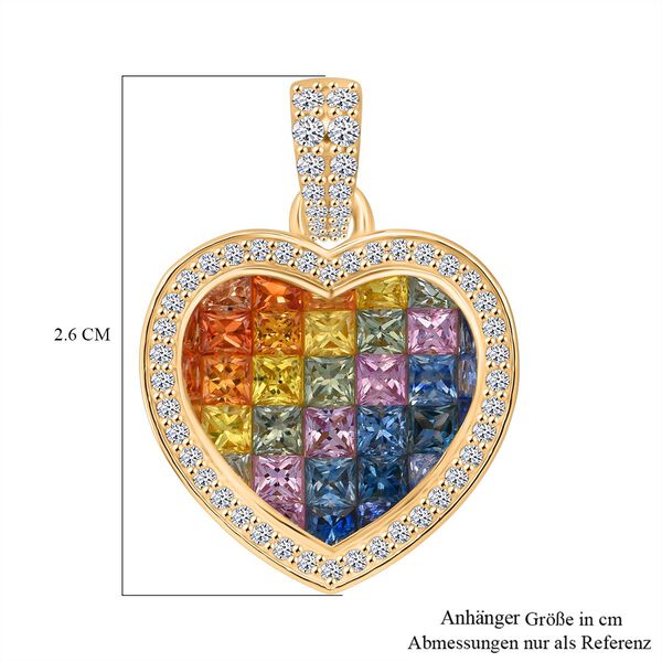 LUXURIANT AAA mehrfarbiger Saphir und Labor Diamant Anh&auml;nger in 585 Gold - 5,22 ct. image number 5