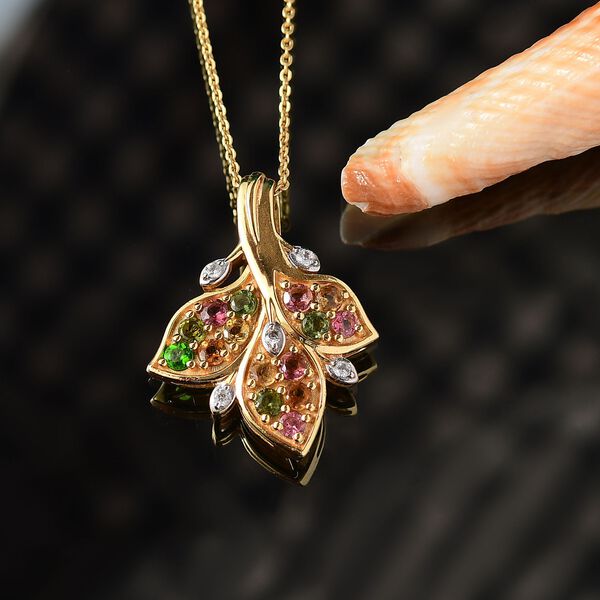 Multi-Turmalin und Zirkon Anhänger mit 50cm Kette - 1,14 ct. image number 2