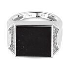 D'Joy Shungit, Wei&szlig;er Topas Ring 925 Silber rhodiniert (Gr&ouml;&szlig;e 21.00) ca. 6.58 ct