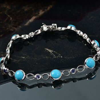 D'Joy AA Sleeping Beauty T&uuml;rkis, Tansanit Armband ca. 19 cm 925 Silber rhodiniert ca. 8,73 ct.