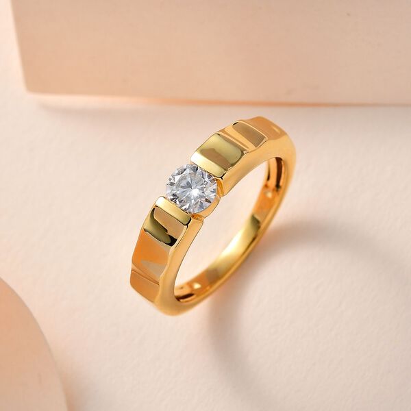 EF Moissanit Ring in Silber mit Gelbgold Vermeil - 0,43 ct. image number 8