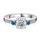 Moissanit, Neon Apatit Ring 925 Silber rhodiniert (Größe 17.00) ca. 1,24 ct