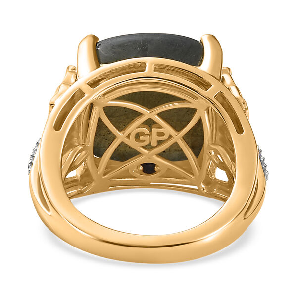 GP Italian Garden Kollektion- AAA Labradorit, Zirkon und Kanchanaburi blauer Saphir-Ring - 14,77 ct. image number 7