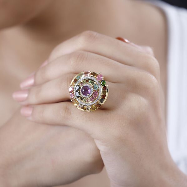 GP Celestial Dream Kollektion- Multi-Turmaline, afrikanischer Amethyst, Zirkon und blauer Saphir-Ring - 6,03 ct. image number 3