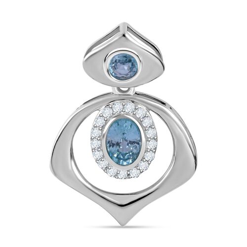 AA Blauer Zirkon Anhänger 925 Silber rhodiniert ca. 2.04 ct image number 0