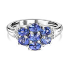 AAA Tansanit-Ring, 925 Silber platiniert (Größe 19.00) ca. 1.47 ct