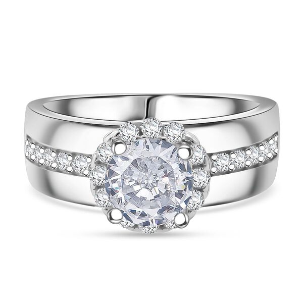 LUSTRO STELLA weißer Zirkonia Solitär-Stil-Ring image number 0