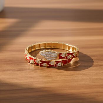 Wei&szlig;er Zirkonia Armreif ca. 19 cm Nickelfreies Messing emailliert