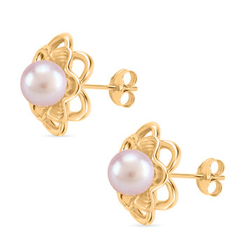 Lila S&uuml;&szlig;wasser Perle Ohrringe Nickelfreies Messing, Goldfarben