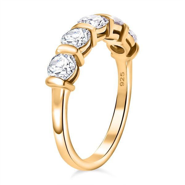 Moissanit Ring, 925 Silber 750 Gelbgold Vermeil - 1,13 ct. image number 5