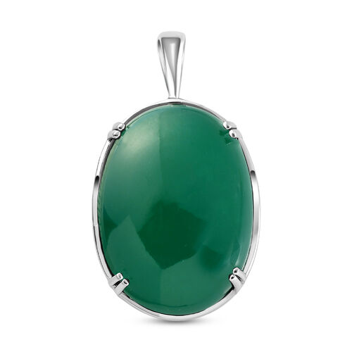 Grüner Onyx Anhänger, 925 Silber platiniert ca. 50,72 ct image number 0