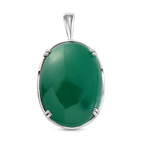 Gr&uuml;ner Onyx Anh&auml;nger, 925 Silber platiniert ca. 50,72 ct