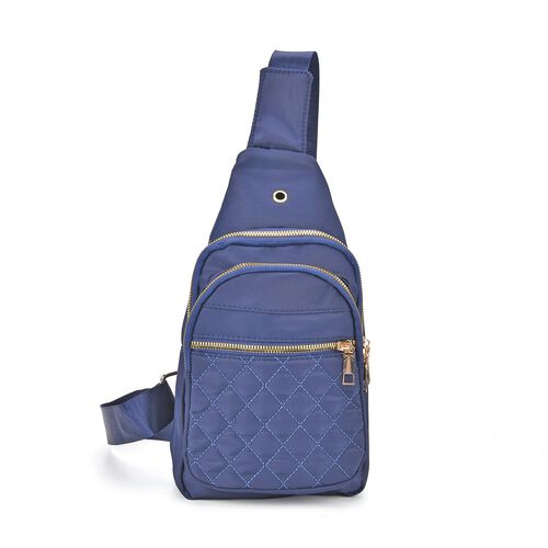 Gesteppte Nylon-Sling-Bag - Karo-Design, RFID-Schutz, Kopfhörerausgang, 4 Reißverschlussfächer, verstellbarer Schultergurt, 17?x7,5?x30?cm, Grün