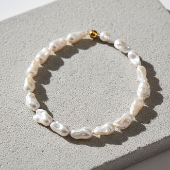 D'Joy wei&szlig;e Barockperle 50cm Halskette