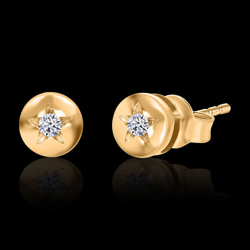 LUXURIANT DIAMOND- SI-GH Labor Diamant Ohrringe, 925 Silber Gelbgold Vermeil - 0,15 ct. image number 1