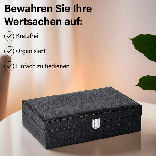Premium Schmuckbox mit Silberpoliertuch, 32x20x8,7 cm, Schwarz image number 1
