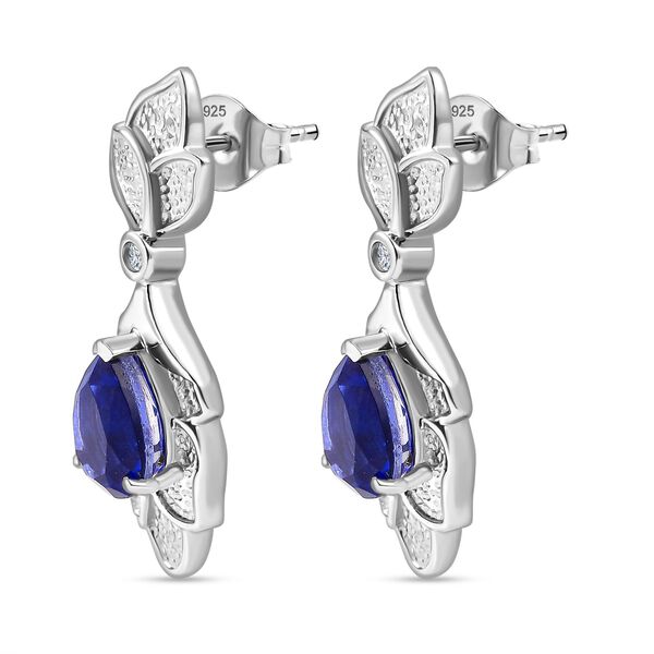 Tansanit-Farbe Quarz und Zirkon Ohrringe - 3,84 ct. image number 4