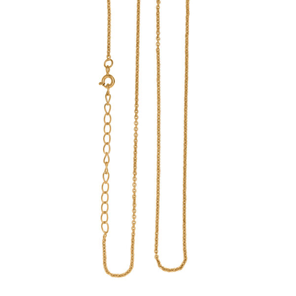 Singapurkette, 925 Silber 750 Gelb Vergoldet, ca. 45 cm + 5 cm Extender, ca. 2,16g