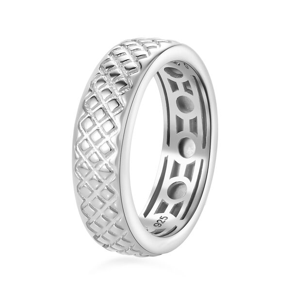 Handgearbeiteter Bandring mit Diamantschliff-Muster, 925 Silber image number 13