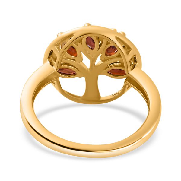 Roter Granat Lebensbaum Ring, 925 Silber Gelbgold Vermeil (Gr&ouml;&szlig;e 17.00) ca. 0.95 ct image number 6