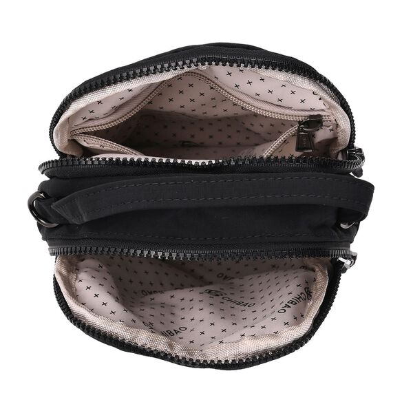 Nylon Crossbody Tasche in Schwarz mit Reißverschluss image number 5