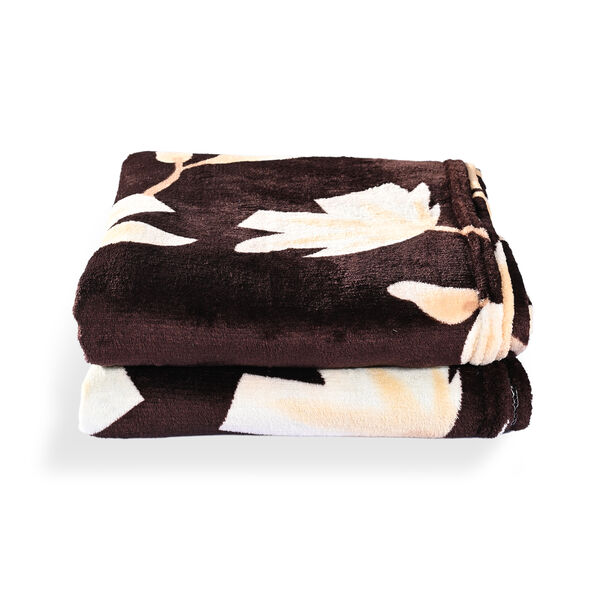 LIVMORE Flanell Decke, 150 x 225 cm, Bordeaux Wei&szlig; image number 4