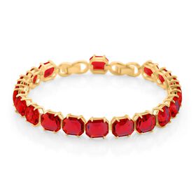 Roter Kristall Armband ca. 19 cm Nickelfreies Messing