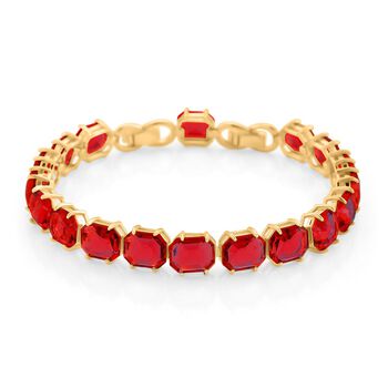 Roter Kristall Armband ca. 19 cm Nickelfreies Messing