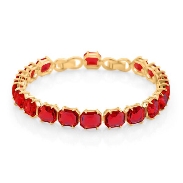 Roter Kristall Armband ca. 19 cm Nickelfreies Messing