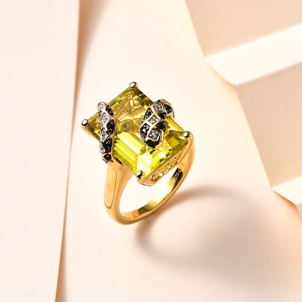GP Italian Garden Kollektion - Ouro Verde Quarz, Zirkon, schwarzer Spinell und Kanchanaburi blauer Saphir-Ring - 11,66 ct. image number 2