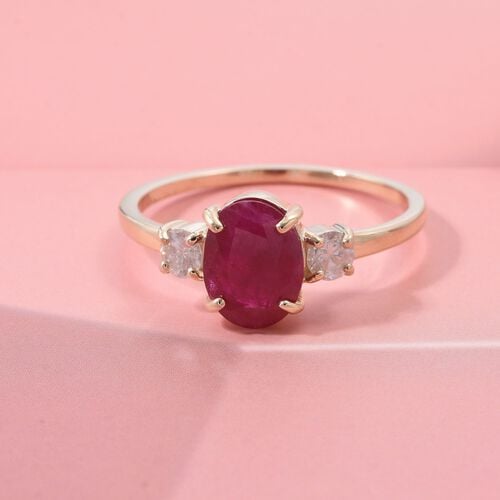 AAA Burma Rubin und I1-GH Diamant Ring in 585 Gold - 2,17 ct. image number 1