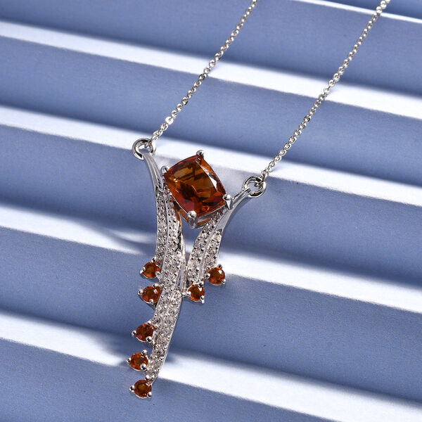 Madeira Citrin und Zirkon Halskette 45 cm 925 Silber platiniert ca. 2,83 ct image number 2