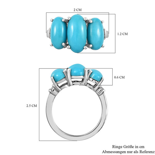 Amerikanischer, nat&uuml;rlicher Sleeping Beauty T&uuml;rkis und Diamant-Ring, 925 Silber platiniert  ca. 4,68 ct image number 7