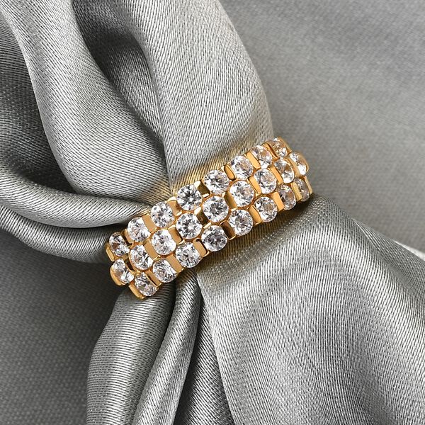 LUSTRO STELLA Hergestellt mit ZIRKONIA Cluster Ring 925 Silber 585 Vergoldet (Gr&ouml;&szlig;e 16.00) ca. 2,25 ct image number 2